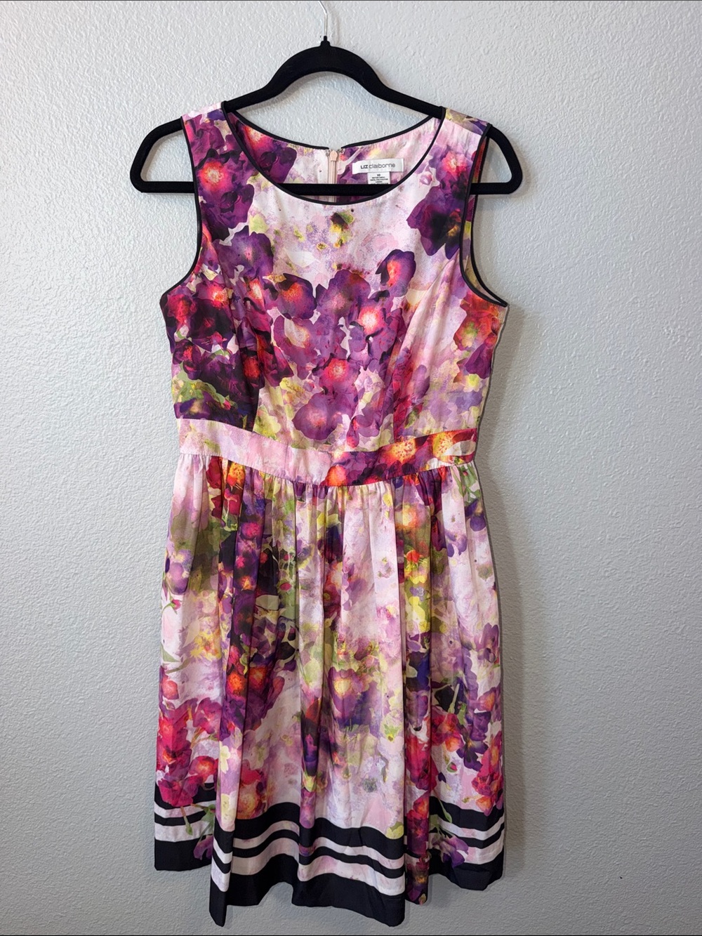 Luz Claiborne Multicolor Purple Floral Midi Dress